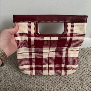 Banana Republic Plaid Burgundy and Cream Clutch